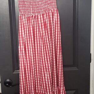 Red and White Gingham Maxi Dress